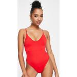 Reduzierte Rote V-Ausschnitt Badeanzüge mit hohem Beinausschnitt aus Polyamid für Damen Größe XXS Petite 