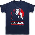 Pierce Brosnan The Best Bond British Spy Secret Agent 00 Double O Herren T-Shirt, Ultramarinblau, 2XL
