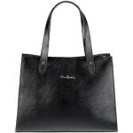 Schwarze Elegante Pierre Cardin Lederhandtaschen mit Reißverschluss aus Leder für Damen 