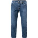 Dunkelblaue Bestickte Pierre Cardin Dijon Bio Jeans mit Stickerei mit Reißverschluss aus Baumwollmischung für Herren Weite 30, Länge 30 