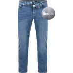 Blaue Bestickte Pierre Cardin Bio Slim Fit Jeans mit Reißverschluss aus Denim für Herren Weite 44, Länge 30 