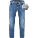 Blaue Bestickte Pierre Cardin Bio Slim Fit Jeans mit Reißverschluss aus Denim für Herren Weite 44, Länge 30 