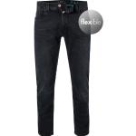Dunkelblaue Bestickte Pierre Cardin Bio Slim Fit Jeans mit Reißverschluss aus Denim für Herren Weite 44, Länge 30 