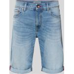 Hellblaue Unifarbene Pierre Cardin Lyon Jeans-Shorts aus Baumwolle für Herren für den für den Sommer 