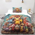 Pokemon Pikachu Bettwäsche Sets & Bettwäsche Garnituren mit Reißverschluss aus Polyester maschinenwaschbar 135x200 3-teilig für den für den Frühling 