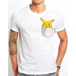 Weiße Kurzärmelige Pokemon Pikachu T-Shirts mit Reißverschluss für Herren Größe XS Petite für den für den Frühling 