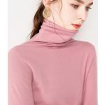 Rosa Langärmelige Kaschmir-Pullover mit Knopf aus Wolle Handwäsche für Damen Größe XXL 