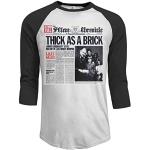 Pimkly Herren Tee T-Shirt, Men's Jethro Tull Thick As A Brick 3/4 Sleeve Raglan Baseball Tshirt Black