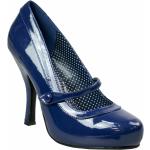 Marineblaue Pin Up Pleaser High Heels & Stiletto-Pumps mit Riemchen für Damen 