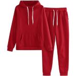 Pinker Trainingsanzug für Damen, 2-teiliges Outfit, Herbst-Sweatanzug, Lounge-Pullover mit Jogger-Outfits, Trainingsanzug, passende Hosen, rot, 50