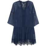 Reduzierte Blaue Langärmelige PINKO Spitzenkleider aus Baumwollmischung für Damen Größe M 