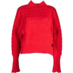 Reduzierte Rote Geflochtene Elegante PINKO Rundhals-Ausschnitt Kaschmir-Pullover aus Wolle für Damen Größe M 