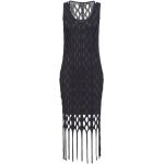 Schwarze Elegante Ärmellose PINKO Black Midi V-Ausschnitt Bandage-Kleider & Bodycon-Kleider mit Fransen aus Elastan enganliegend für Damen Größe M 