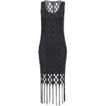 Schwarze Elegante Ärmellose PINKO Black Midi V-Ausschnitt Bandage-Kleider & Bodycon-Kleider mit Fransen aus Elastan enganliegend für Damen Größe S 