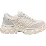 Weiße Gesteppte PINKO Low Sneaker aus Veloursleder für Damen Größe 36 mit Absatzhöhe bis 3cm 