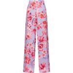 Reduzierte Pinke Blumenmuster Elegante PINKO Palazzo-Hosen mit Reißverschluss aus Satin für Damen Größe XS für den für den Sommer 