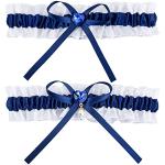 Blaue Damenstrumpfbänder aus Spitze Größe L 2-teilig für die Braut 