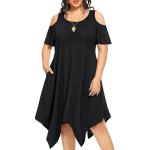 Schwarze Pin Up Cold Shoulder Schulterfreie Kleider aus Polyester für Damen Größe XL Große Größen für den für den Sommer 
