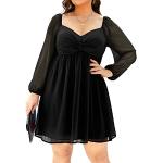 Schwarze Pin Up Langärmelige Mini Minikleider & kurze Kleider aus Chiffon für Damen Größe L Große Größen für Partys für den für den Sommer 