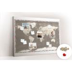 Braune Weltkarten mit Weltkartenmotiv aus Metall 100-teilig 