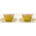 Gelbe PIP Tassen & Untertassen aus Porzellan spülmaschinenfest 2-teilig 