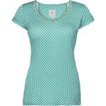 Grüne Blumenmuster Kurzärmelige PIP V-Ausschnitt T-Shirts aus Viskose für Damen Größe S 