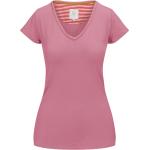 Pinke Unifarbene Kurzärmelige PIP V-Ausschnitt V-Shirts aus Viskose für Damen Größe M für den für den Sommer 