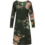 Dunkelgrüne Blumenmuster Langärmelige PIP Midi Damennachthemden mit Glitzer aus Viskose Größe M 