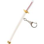 PiPi&W One Piece Schlüsselanhänger, Roronoa Zoro Katana Schlüsselanhänger, Anime Liebhaber Geschenk mit Samurai Messerständer (Weiß)