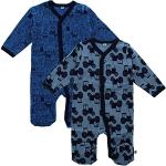 Pippi 2er Pack Baby Jungen Schlafstrampler mit Aufdruck, Langarm mit Füßen, Alter 1-2 Monate, Größe: 56, Farbe: Blau, 3821