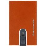 Orange Elegante Piquadro Blue Square Quadratische Kreditkartenetuis aus Leder mit RFID-Schutz 