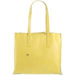 Reduzierte Gelbe Piquadro Lederhandtaschen mit Reißverschluss aus Kalbsleder mit Innentaschen für Damen 