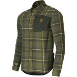 Grüne Karo Button Down Kragen Jagdhemden mit Reißverschluss aus Veloursleder für Herren Größe 3 XL für den für den Frühling 