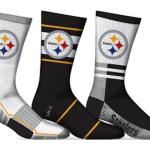 Pittsburgh Steelers Socken Passen Herren Schuhgrößen 7-12 Fußball Crew Länge 3 Paar