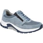 Hellblaue Gabor Rollingsoft Runde Low Sneaker mit Reißverschluss in Normalweite aus Veloursleder mit herausnehmbarem Fußbett für Herren Größe 40,5 