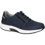Blaue Gabor Rollingsoft Runde Low Sneaker mit Reißverschluss in Normalweite aus Nubukleder mit herausnehmbarem Fußbett für Herren Größe 42,5 