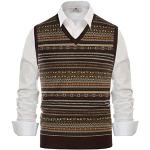 Dunkelbraune Fair-Isle Vintage Ärmellose V-Ausschnitt Herrensweatshirts Größe S für den für den Herbst 