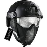 PJ Typ Tactical Multifunktionaler Airsoft Fast Helm mit Faltbarem Gehörschutz Stahlnetz Maske und Schutzbrille