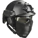 PJ Typ Tactical Paintball Airsoft Multifunktionaler Fast Helm & Protect Ear Faltbare Doppelgurte Half Face Mesh Maske & Goggle