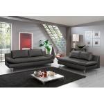 Silberne Places of Style Zweisitzer-Sofas aus Leder mit Armlehne Breite 150-200cm, Höhe 50-100cm, Tiefe 50-100cm 2 Personen 