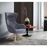 Places of Style Stuhl Leona, mit Füßen aus massiver Esche, natur- oder wallnussfarben lackiert grau Lesesessel Sessel