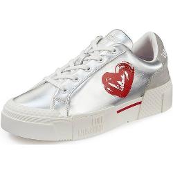 Moschino Leder Sneakers in Colour-Block-Optik in Weiß Damen Schuhe Sneaker Niedrig Geschnittene Sneaker 