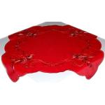 Rote Bestickte Plauener Spitze Rechteckige Mitteldecken aus Textil trocknergeeignet 