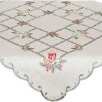 Bestickte Landhausstil Plauener Spitze Rechteckige eckige Tischdecken matt aus Textil trocknergeeignet 