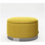 PLAYBOY - ovaler Pouf "ROSANNE" gepolsterter Sitzhocker mit Stauraum, Samtstoff in Gelb, Metallfuss in Goldoptik, Retro-Design