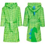 Reduzierte Grüne Playshoes Dino Kinderbademäntel mit Kapuze mit Knopf aus Fleece für Jungen Größe 122 