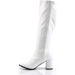 Weiße Pleaser Kostüm Schuhe in Breitweite für Damen Größe 39 mit Absatzhöhe 7cm bis 9cm 