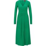 Grüne HUGO BOSS HUGO V-Ausschnitt Plisseekleider aus Polyester für Damen Größe XS 