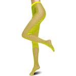 Neongelbe Netzstrumpfhosen aus Nylon für Damen Einheitsgröße 