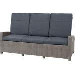 Ploß Vigo Comfort 3-Sitzer Speise-/Lounge-Sofa stahlgrau-meliert Polyrattan 210x84x110cm verstellbar Grau_7290389 Grau